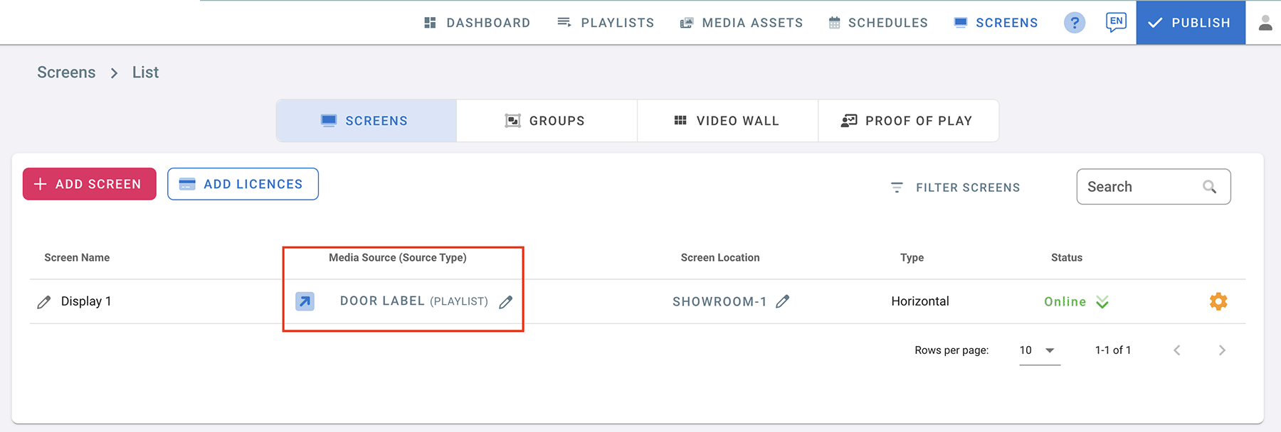 Add Channel to Screen