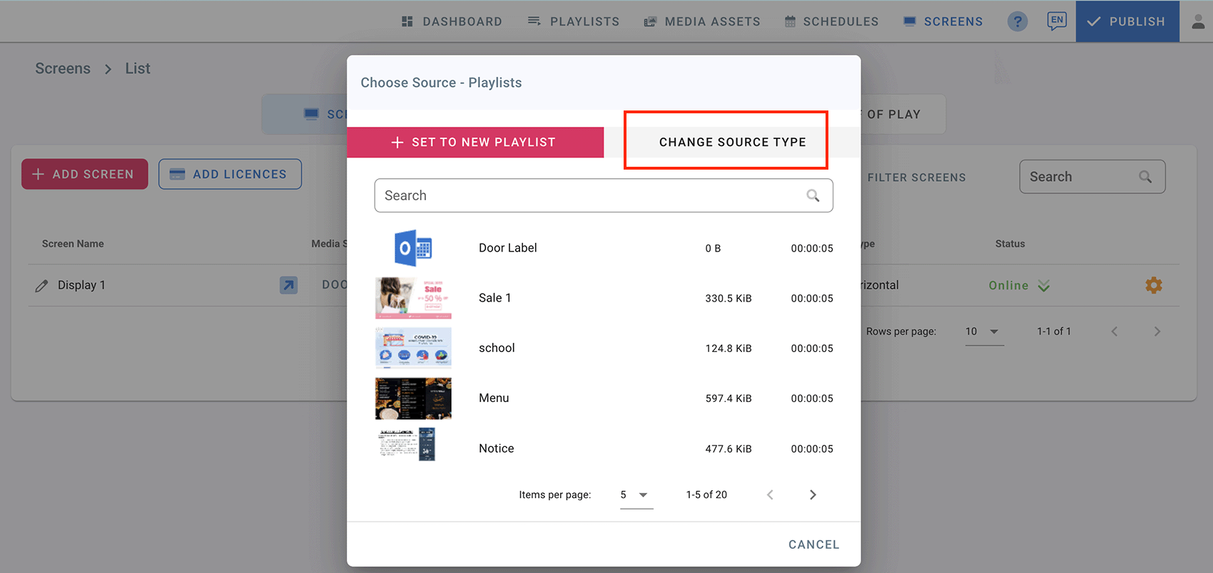 Add Channel to Screen