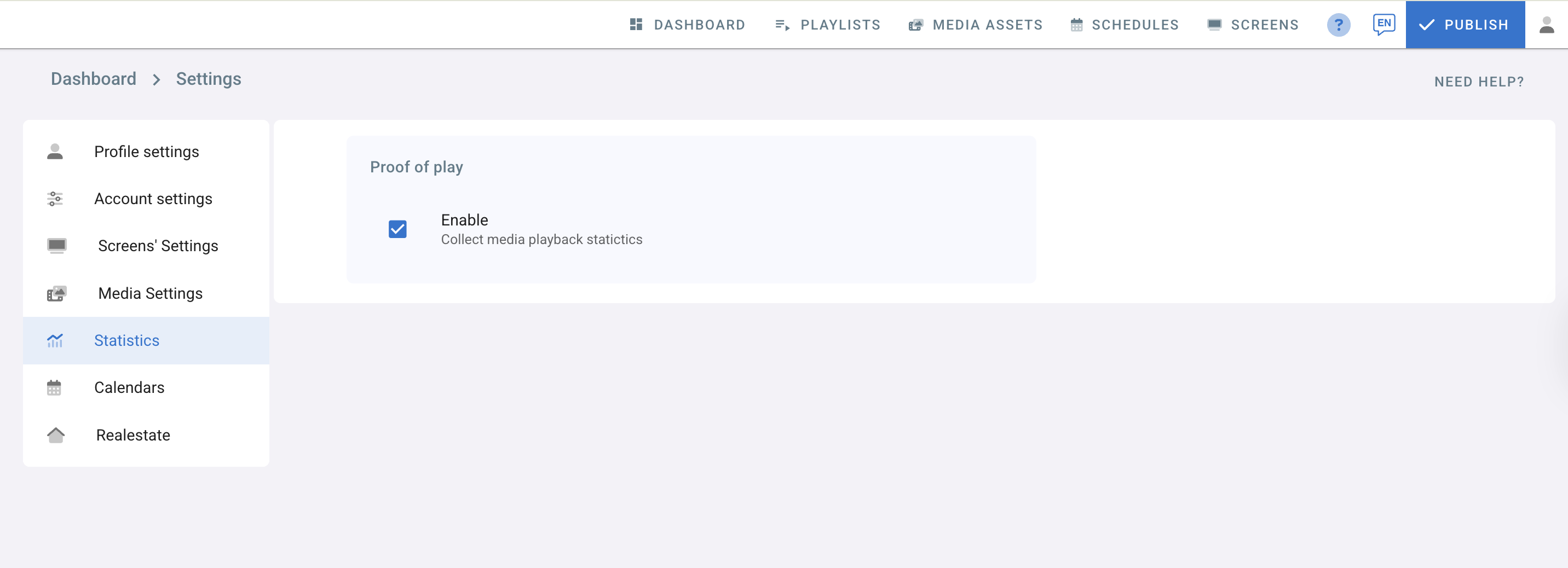 Enable proof of play